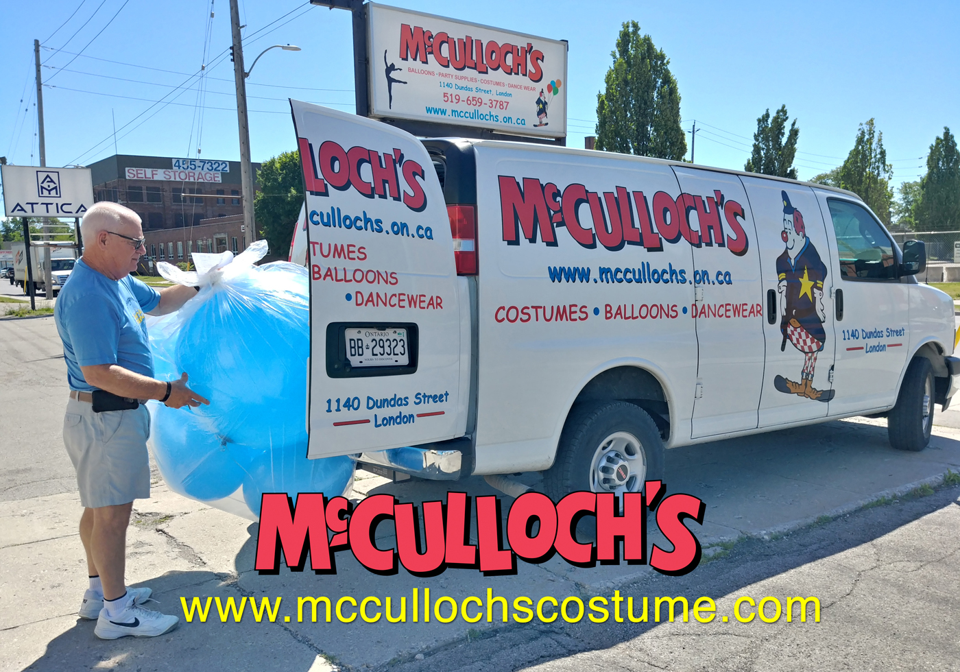 Who delivers balloons in London? McCullochs Costume and Party
