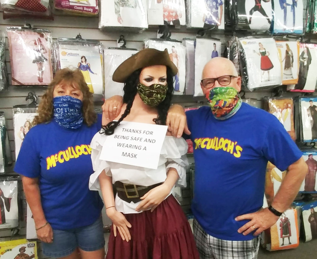 Retail Store employees wearing COVID 19 mask