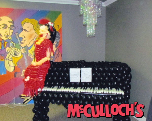 Full sized piano made of balloons